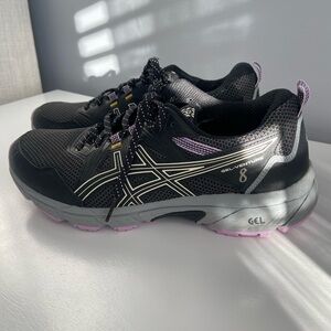 Asics Gel-Venture 8 Shoes Womens Size 8.5 Black Sneakers Trail Running Athletic